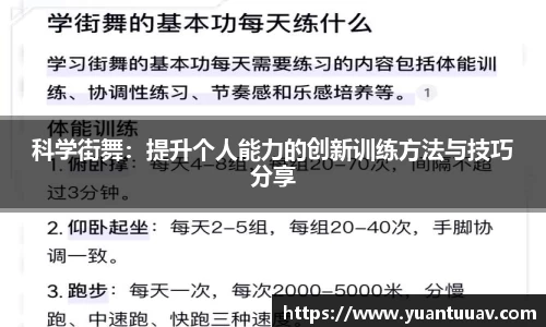 科学街舞：提升个人能力的创新训练方法与技巧分享